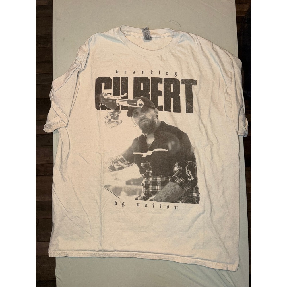 Brantley Gilbert BG Nation Graphic T-Shirt Mens XL Off White Gildan Ultra Cotton